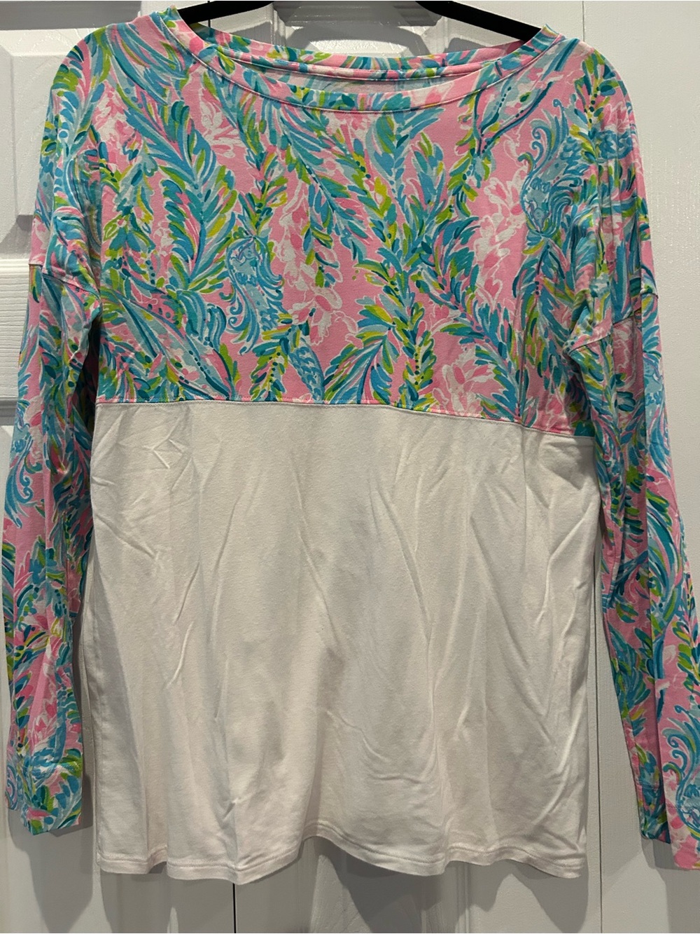 Lilly Pulitzer Pink, Blue & Green Floral Colorblock Long-Sleeve Top